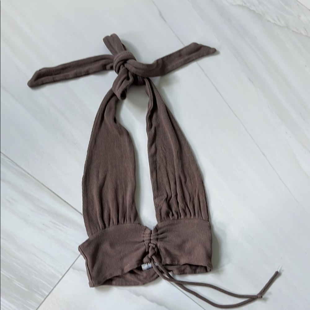 Princess Polly Ribbed Brown Top